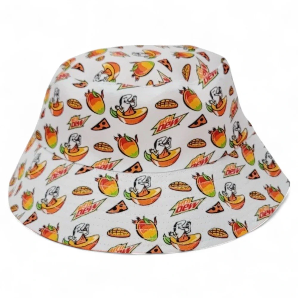 2PK Little Caesars Mountain Dew Mango Rush Reversible Bucket Hat Limited Edition